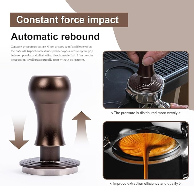 Stainless Steel Coffee Tamper 53.5mm - Heavy Duty Espresso Press for Espresso Machines, Ergonomic Handle & Precision Fit (Barista Kit Essential)