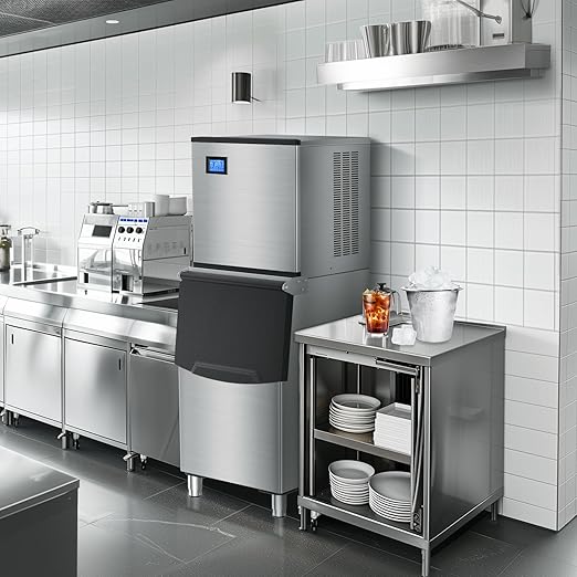 Commercial Ice Maker Machine - 500LBS/24H High Production, 350LBS Large Storage Bin, 156 Ice Cubes in 6-15 Mins | Stainless Steel Industrial Ice Maker for Restaurant, Bar, Cafe, Hotel, Event Venue