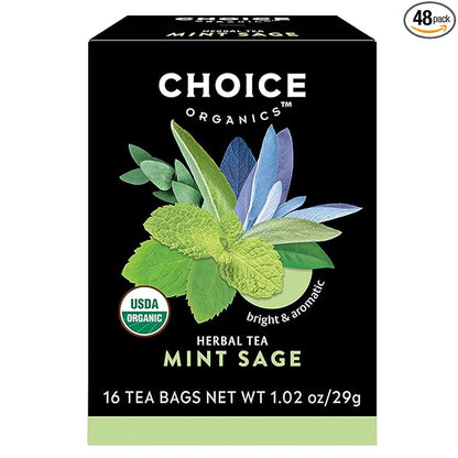 Choice Organic Teas Mint Sage Tea - Organic Herbal Tea - 48 Tea Bags (Pack of 3)
