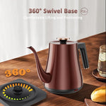 Load image into Gallery viewer, Gooseneck Electric Kettle 1.0L, 1000W Rapid Boil In 4 Min, Stainless Steel Tea Kettle, Pour Over Coffee Kettles For Office/Tea/Travel/Kitchen, Auto Shut-Off, Vintage Copper Color, BPA-Free