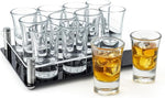 Load image into Gallery viewer, Ruckae 12 Pack 1oz Shot Glasses Set with Tray Heavy Base Clear Shot Glasses Bulk for Vodka Tequila Whiskey Liquor