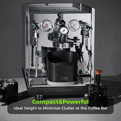 IKAPE Espresso Knock Box for Coffee Grounds, Barista Tool Enhanced for Better Manipulation - Black Espresso Machine Coffee Puck Disposal Box