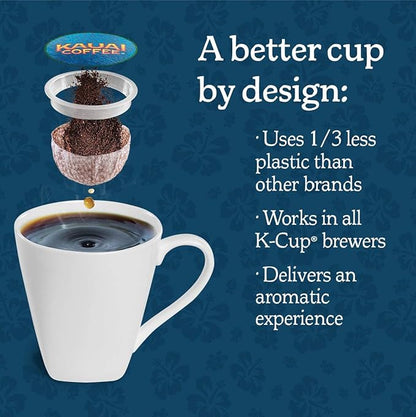 Kauai Coffee Na Pali Coast Dark Roast - Compatible with Keurig Pods K-Cup Brewers (4 Packs of 12 Single-Serve Cups)