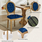 Load image into Gallery viewer, Vintage French Country Dining Room Chairs Set of 8, Velvet Dining Chairs with Solid Wood Legs, Blue Upholstered Dining Chair, Sillas para Comedor, Kitchen &amp; Dining Room Chair (Blue, Velvet, 8Pcs)