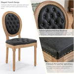 Load image into Gallery viewer, French Country Dining Chairs Set of 4, Vintage Wooden Dining Chairs with PU Leather Upholstered Tufted Seat,Solid Wood Legs&amp;Frame, Farmhouse Kitchen&amp;Living Room Chairs(Black,4 Pcs)