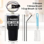 Load image into Gallery viewer, COMOOO I Paused My Game To Be Here Gifts for Teen Boys Girls Gamers, 30 oz Black Insulated Stainless Steel Tumbler with Lid, Funny PC Gamer Humor Joke for Husband Kids Teens Boyfriends Mug Cup