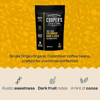 Cold Brew Coffee Colombian Reserve Single Origin Coarsely Whole Bean Coffee - 2 lb. Bag - Dark Roast