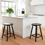 Load image into Gallery viewer, chairus 24" Black Backless Counter Height Bar Stools Set of 2, Farmhouse Wooden Counter Stools with Round Seat &amp; Turned Legs, Rustic Vintage Colonial Short Bar Chairs for Kitchen Island