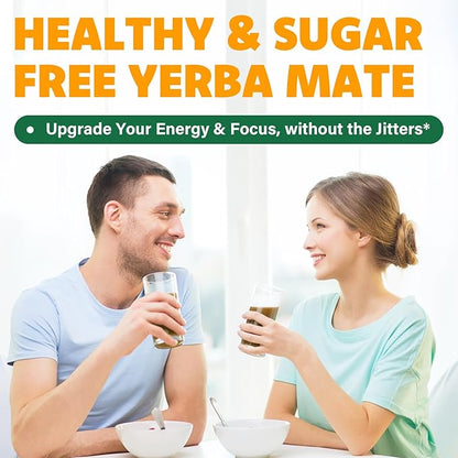 Yerba Mate 4000mg, 10 in 1 Super Yerba Mate Tea Instant Powder - No Sugar, Clean Energy with No Crash, Stay Refreshed and Focused, Gut Health, with Ginseng, Rhodiola, Prebiotic, L-Theanine, 30 Packets