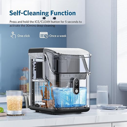COWSAR Nugget Ice Makers Countertop Soft Chewable Pellet Ice Machine with Auto-Cleaning Function, 35Lbs/24H, Portable Ice Makers for Kitchen, Office, Home,Silver