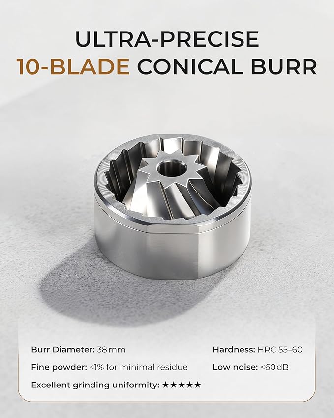 FORLIM Portable Electric Coffee Grinder, Cordless Rechargeable Coffee Bean Grinder with 80 Scale Precise Grinding Settings, Double-Click Start, 10-Blade Conical Burr Coffee Grinders, Clog‑Protection