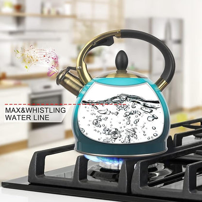 3Quart Whistling Tea Kettle Classic Teapot Stainless Steel Teakettle with Cool Grip for Stovetop