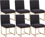 Load image into Gallery viewer, CIMOTA Black Modern Dining Chairs Set of 6, Upholstered Dining Room Chairs Armless Guest Side Chair with Gold Base for Dining Room/Kitchen, Charcoal Black, 6PCS
