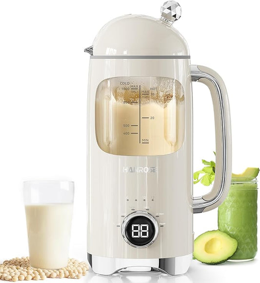 6-in-1 Upgraded 34oz Nut Milk Maker Machine with 8 Stainless Steel Blades, Automatic Plant-Based Milk Maker for Homemade Soy, Almond, Oat, Shakes & More, Keep Warm, Delay Start & Self-Cleaning