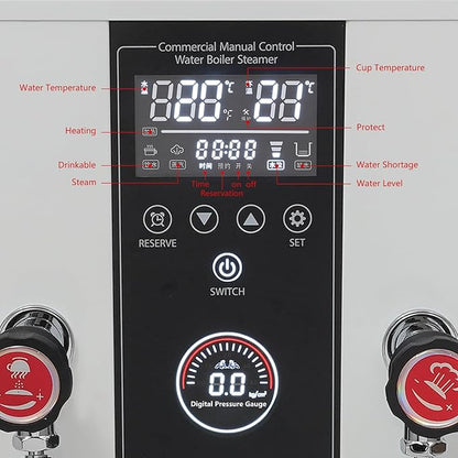 Commercial Milk Frother Automatic Steam Boiler Water Frothing Machine Electric Milk Foam Machine with LED Display 24H Timing Function for Coffee Tea Dessert Shop (12L-White)