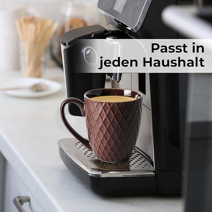 MIAMIO 6 x 14 Oz Coffee Mug Set - Modern Ceramic Matt - Palmanova Collection (Beige)