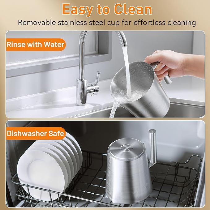 Secura 4-in-1 Automatic Milk Frother, 17oz Teflon-Free Stainless Steel Jug, Hot/Cold Foam Maker & Milk Warmer for Latte, Cappuccino, Macchiato, Hot Chocolate, Includes Silicone Spatula & 2 Whisks