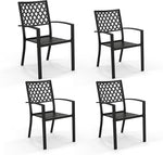 Load image into Gallery viewer, PHI VILLA Wrought Iron Patio Dining Chairs, Stackable Black Outdoor Patio Chairs Set of 4, Metal Patio Chairs, Support 300 LBS, Black