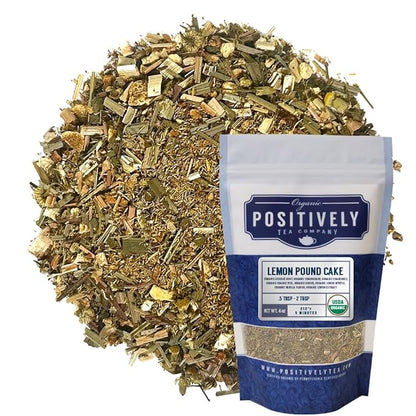 Organic Positively Tea Company, Lemon Pound Cake, Herbal Tea, Loose Leaf, 4 Ounce