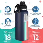 Load image into Gallery viewer, Volhoply 32 oz Insulated Water Bottle with Straw Lid and Spout Lid,Stainless Steel Sports Water Bottle,Double Wall Vacuum Cups,Leakproof Metal Flask with Wide Mouth for Hiking,Camping(Navy,1)