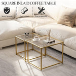 Load image into Gallery viewer, Glass Coffee Table Gold,Nesting Tables Set of 2, Minimalist Coffee Side End Tables for Small Spaces, Sofa Side Tea Coffee Table with Metal Frame for Home, Office, Space-Saving