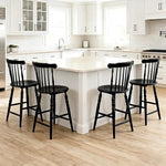 Load image into Gallery viewer, chairus 24" Black Windsor Counter Height Bar Stools Set of 3, Farmhouse Wooden Counter Stools with Spindle Back &amp; Turned Legs, Rustic Vintage Colonial Bar Chairs for Kitchen Island