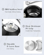 Load image into Gallery viewer, Harriet Tea Kettle Stovetop, 2.5 QT Whistling Stainless Steel Teapot, 3-Layer Base, Unique Ergonomic Handle, Includes Pot Holder &amp; Mat, Electric/Induction/Gas Stovetops Applicable, Black