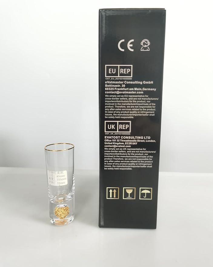 DUJUST Cool Shot Glasses (2oz), Shot Glass Set Decorated with 24K Gold Leaf Flakes, ONE OF A KIND, Cool & Cute Shot Cups, BPA-Free & Lead-Free, Perfect for Décor & Collection, Gift Choices - 6 pcs