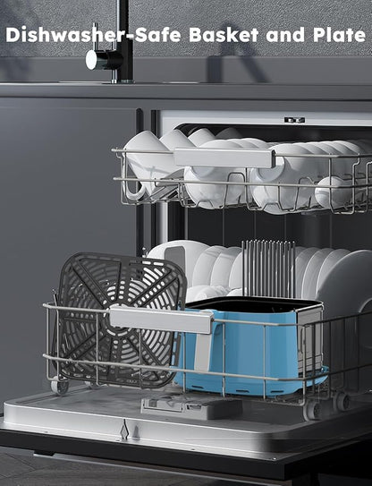 Nuwave Brio Plus 8 Qt Air Fryer, PFAS Free, New & Improved, Digital Touch Screen, Cool White Display, 50°F~400°F in Precise 5°, 5 Cook Functions, 100 Presets & 50 Memory, 3 Wattages 700, 1500, 1800