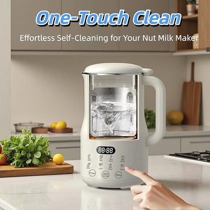 8-in-1 Automatic Nut Milk Maker Blender, 40.6oz Homemade Almond, Oat, Coconut, Soy, Plant-Based & Non-Dairy Milks, Soybean Machine with Delay Start, Keep Warm, Self-Cleaning & Boil Water Functions
