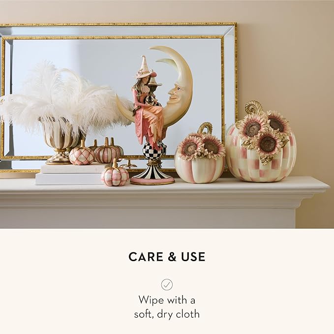 MACKENZIE-CHILDS Tabletop Urn, Decorative Centerpiece for Table, Brown-and-White Mocha Stripe