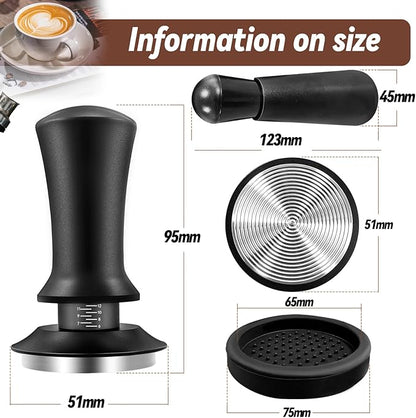 51mm Espresso Accessories Kit, Coffee Tamper Set, Spring Loaded Calibrated Tamper, WDT Tool Espresso and Tamper Mat, 51mm Espresso Tamper Kit for Espresso Coffee Machines, Barista Kit