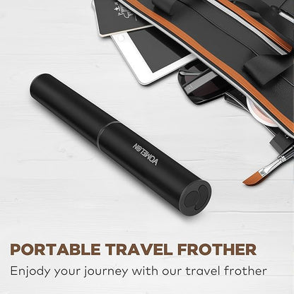 Rechargeable Milk Frother Handheld Electric Frother Wand Milk Foamer Drink Mixer for Coffee, Lattes, Cappuccino, and Egg, Stainless Steel for Travel-Black