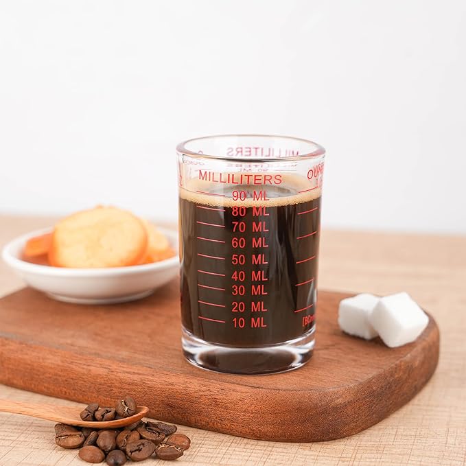 BCnmviku 1 PACK Shot Glass Measuring Cup 3 Ounce/90ML Liquid Heavy High Espresso Glass Cup