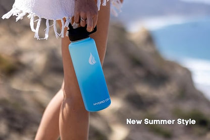 HYDRO CELL Stainless Steel Insulated Water Bottle with Straw - For Cold & Hot Drinks - Metal Vacuum Flask with Screw Cap and Modern Leakproof Sport Thermos for Adults (Sky/Blue 40oz)