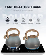 Load image into Gallery viewer, POLIVIAR Tea Kettle, 2.7 Quart Stovetop Tea Kettle, Audible Whistling Teapot with Crackle Finish, Food Grade Stainless Steel for Anti-Rust, Anti Hot Handle, Suitable for All Heat Sources (JX2023-LYL)