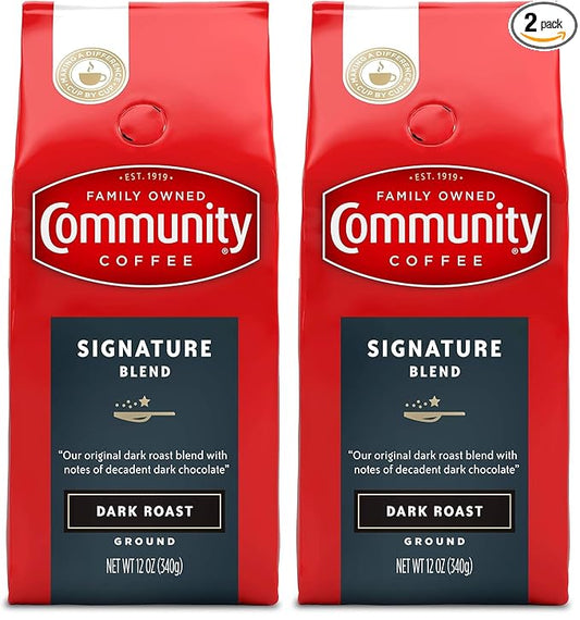 Community Coffee Premium Ground Coffee, Signature Blend, Dark Roast, 12 Ounce (Pack of 2)