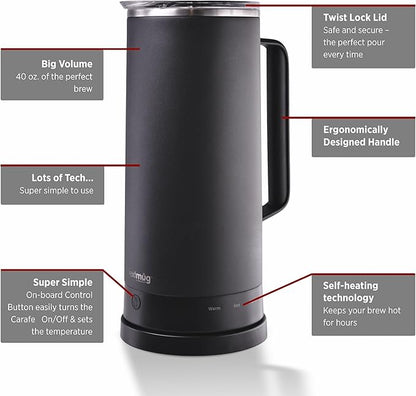 Nextmug Carafe - Self-Heating, Temperature Controlled Coffee & Tea Carafe (Black - 40 oz.)