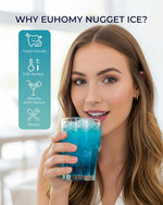 Load image into Gallery viewer, EUHOMY Nugget Ice Maker Countertop, Max 40lbs/Day, Auto-Cleaning, 2Qt Reservoir, Compact Sonic Ice Maker with 2.5lbs Basket and Scoop, Soft Chewable Nugget Ice for Home/Party/RV/Camping (Stainless)