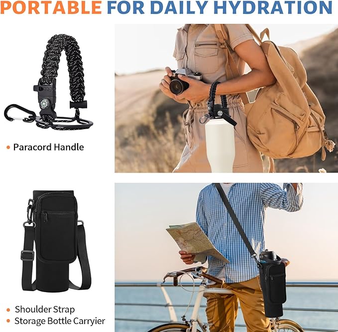 40 oz Insulated Water Bottle with Straw - Metal Water Bottle with Straw & Pop-up Chug Lid, Carrying Case, Skinny Leak-proof Stainless Steel Tumbler Coffee Cup Fits in Car Cup Holder