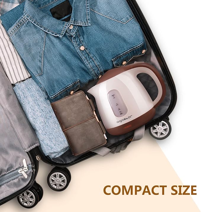 Aigostar Small Electric Kettle, 1L Portable Electric Tea Kettle 1100W with Automatic Shut-Off and Boil Dry Protection, Travel Hot Water Boiler Cordless for Making Coffee and Tea, BPA-Free, Brown