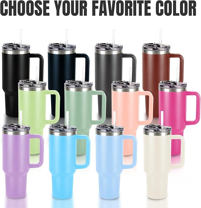 Personalized Tumbler with Pictures Text Name, Custom Double Wall Insulated Tumbler, 20oz Coffee Tumbler with lid and straw, Personalized Birthday Gifts for Women Men Friend Christmas (40oz Birthday)