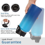 Load image into Gallery viewer, Volhoply 32 oz Water Bottles Bulk 4 Pack with Straw Lid &amp; Spout Lid,Insulated Sports Water Bottle,Double Wall Vacuum Stainless Steel Cups,Leakproof Wide Mouth Metal Flask for Travel(Green Blue,4)