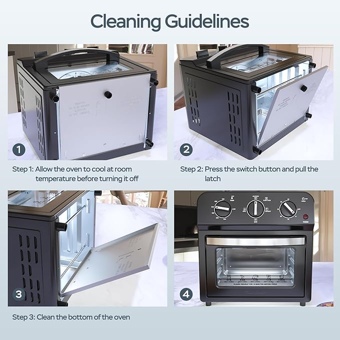 PlumChef 13 Quart 4 Slices Air Fryer Convection Toaster Oven, 1500W, Multifunction Oven forAir Fryer, Gril, Defrost, Bake, Time and Temperature Controls,Black