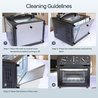 PlumChef 13 Quart 4 Slices Air Fryer Convection Toaster Oven, 1500W, Multifunction Oven forAir Fryer, Gril, Defrost, Bake, Time and Temperature Controls,Black