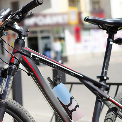 DOMICARE Insulated Water Bottle, 22 oz Vacuum Insulated Stainless Steel Reusable Sports Bottle with Straw Lid & Spout Lid for Travel, Camping, Bike, Leakproof, Blue/Pink, 1 Pack