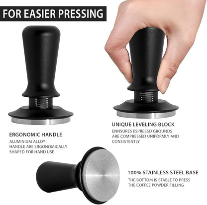 58mm Espresso Tamper, Professional Barista Coffee Tamper, Heavy-Duty Stainless-Steel Flat Base, Ergonomic Handle, Compatible with 58mm Portafilter, Coffee Accessory for Espresso lovers