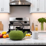 Load image into Gallery viewer, YJX 60.9oz Large Cast Iron Teapot, Big Tea Kettle for Stovetop Safe, Green Cast Iron Kettle Teapot with Stainless Steel Infuser for Loose Tea and Tea Bags(1800ml)