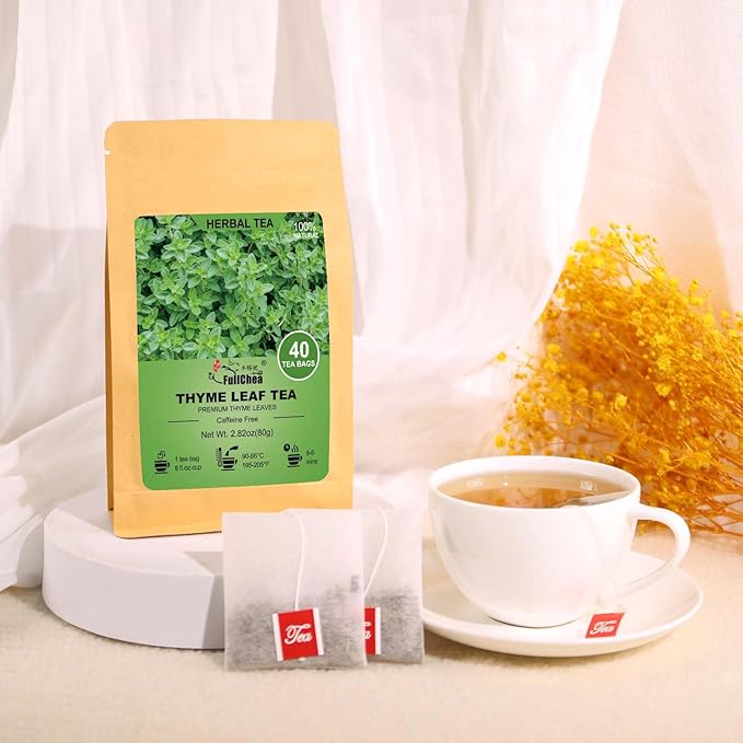 FullChea - Thyme Tea Bags, 40 Teabags - Premium Thyme Leaves - Non-GMO - Caffeine-free, Promote Overall Health, Support Digestion