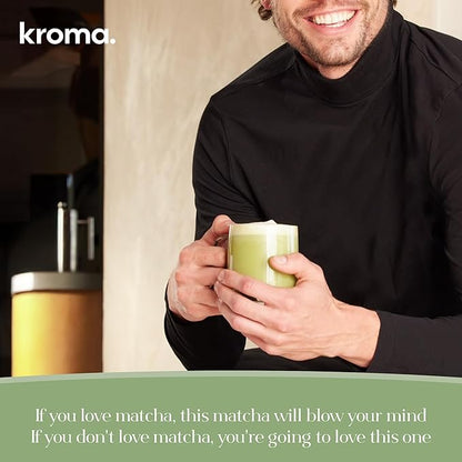 Kroma’s Beauty Matcha Latte Powder 0.60 Oz, 17g, 7 Servings – Collagen Ceremonial Grade Matcha Green Tea with Protein for Glowing Skin & Hair Support w/ Bovine Collagen, Ginger & Turmeric - Premium Matcha Powder w/ Adaptogenic Mushrooms